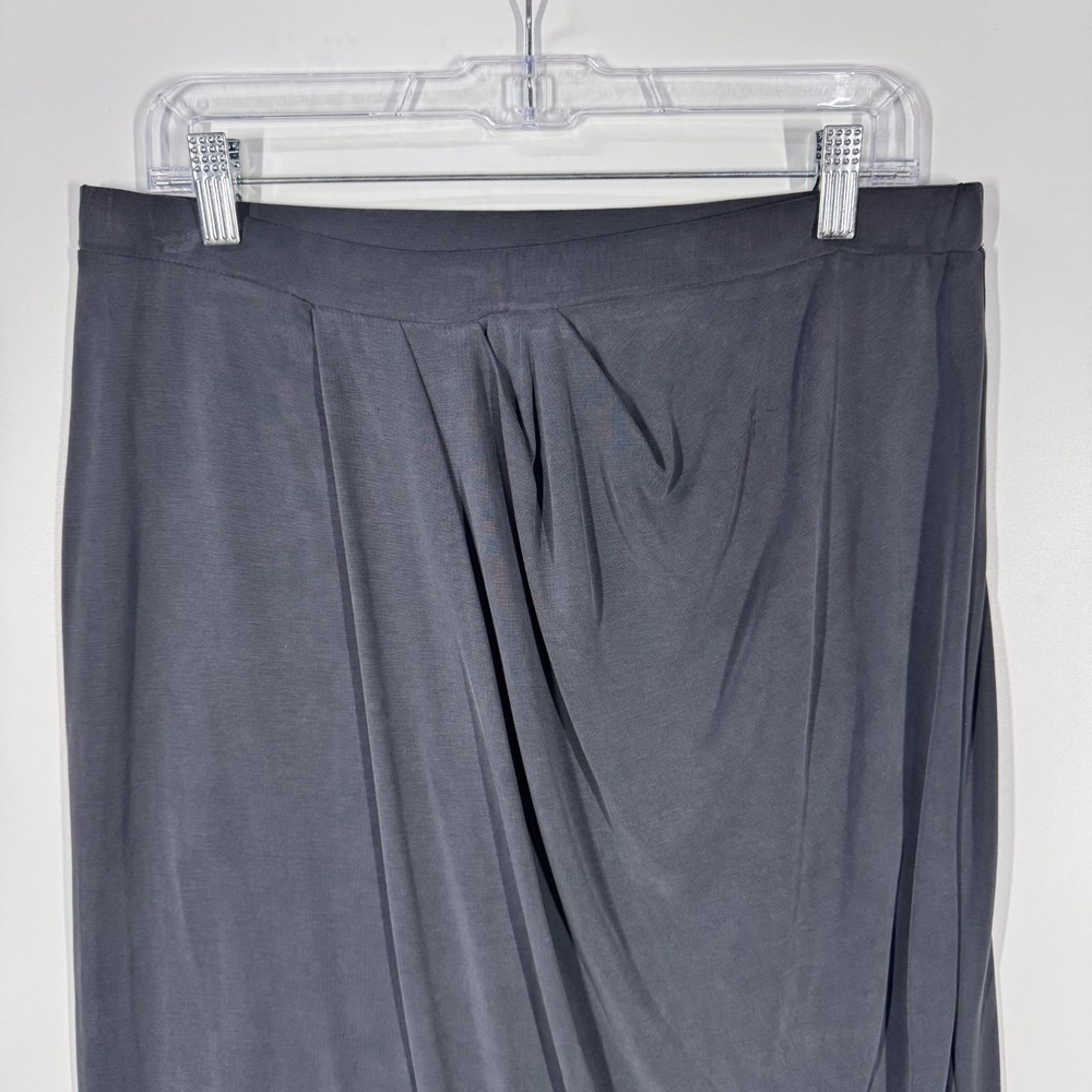 RO & DE Skirt Women's XL Gray Draped Asymmetrical Modal Midi Pull On Modern - Picture 3 of 9